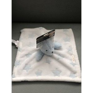 Blankets & Beyond Blue Puppy Dog Stars Security Lovey White Blue Plush Toy New